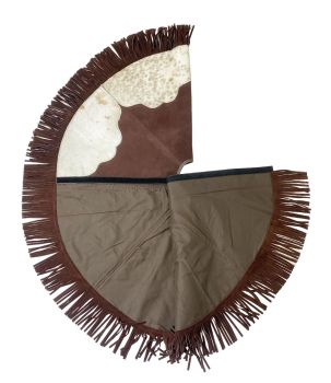 Showman Cowhide Leather Christmas Tree Skirt - Scalloped Snowflake Center #5